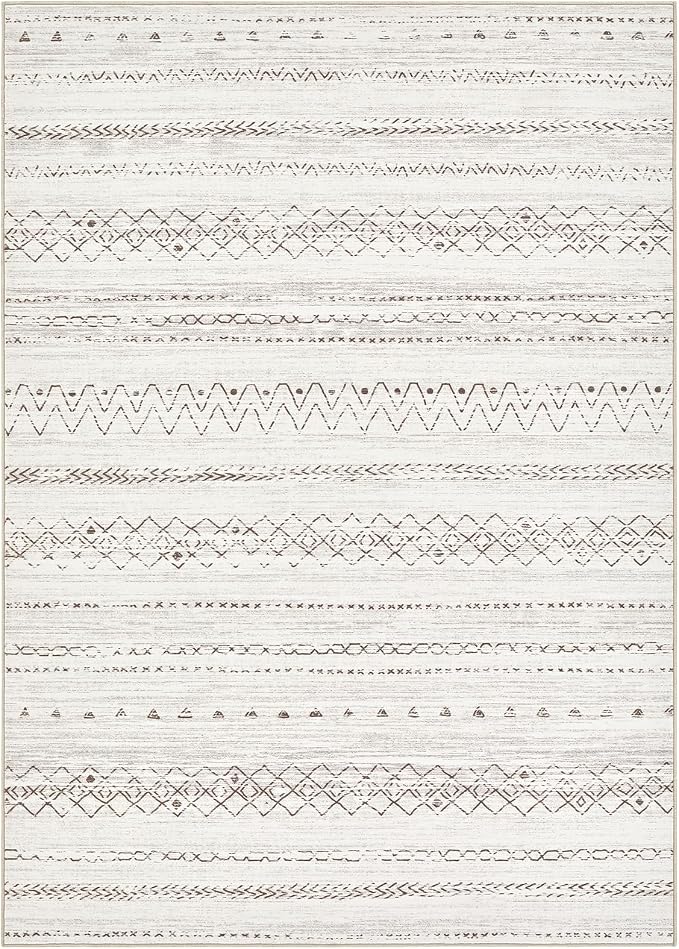 cotiled 7x9 Area Rugs Living Room Rug: Washable Boho Rugs with Non Slip Backing Large Soft Indoor Stain Resistant Carpet for Bedroom Farmhouse Dining Room Lightweight Home Decor Brown