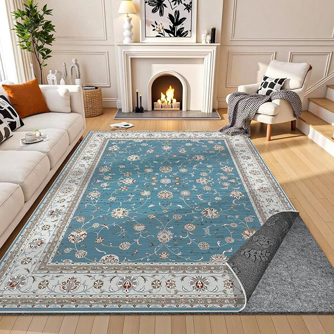Waterproof Rug Pad 6x9 Ft, Under Area Carpet Padding, Non Slip Felt Rug Pads for Hardwood Floors, Protective Underlay Keeps Rugs in Place Without Wrinkles