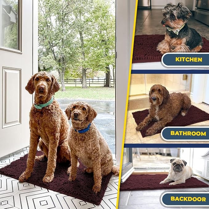 Muddy Mat® | Super Water Absorbent Door Mat Indoor, Microfiber Quick Dry Chenille Entryway Rug, Slip Resistant Front Door Mat, Indoor Mats for Entryway, Machine Washable Pet Rug, Rust 20" x 33"