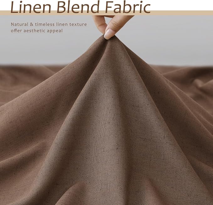 Aersas Extra Long Linen Curtains 2 Panels Set for Living Room Bedroom Semi Sheer Large Windows Light Filtering Sliding Glass Door Drapes Farmhouse Boho Neutral Rustic Decorations 9 FT Caramel Brown