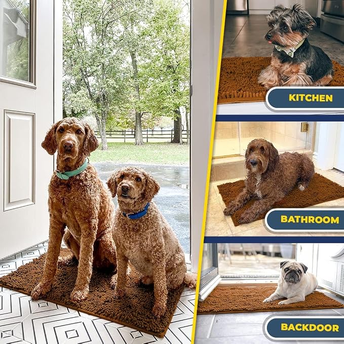 Muddy Mat® | Super Water Absorbent Door Mat Indoor, Microfiber Quick Dry Chenille Entryway Rug, Slip Resistant Front Door Mat, Indoor Mats for Entryway, Machine Washable Pet Rug, Amber 3ft x 5ft