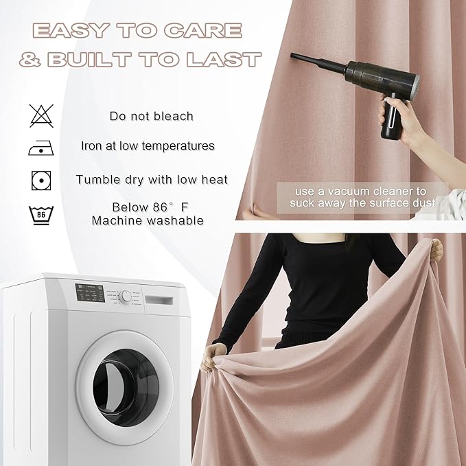 DUALIFE Pinch Pleated Full Blackout Curtains 108 Inches Long - Thermal Insulated Back Tab Blackout Curtains Panels for Girls Room Dining Room with Hooks (40 by 108 Inch, 2 Panels, Baby Pink)