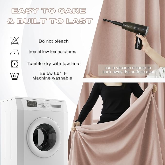 DUALIFE Pinch Pleated Full Blackout Curtains Custom Length 104 Inches Long Back Tab with Hooks - Thermal Insulated Curtains Panels for Living Room Nursery (40" Wx104 L Inch, 2 Panels,Baby Pink)
