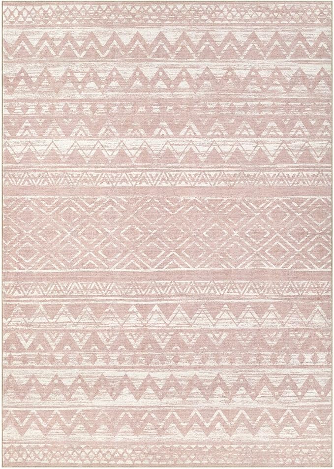 cotiled 10x12 Area Rugs Living Room Rug: Washable Boho Rugs with Non Slip Backing Large Soft Indoor Stain Resistant Carpet for Bedroom Farmhouse Dining Room Lightweight Home Decor Lotus Pink