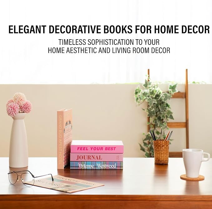 PROBENEX 4 Pcs Decorative Books | Faux Velvet Coffee Table & Shelf Decor | Rich Moody Look for Living Room, Office and Entryway - Not Real, Tool-Free 2-Min Setup