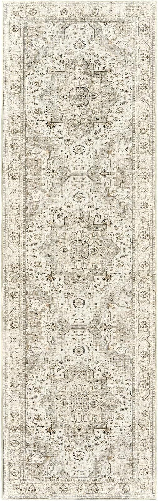 Roxstand Washable Runner Rug 2.6x8 Runners for Hallways, Ultra-Thin Carpet Runners for Entryway Anti Slip Backing Runner Rugs for Kitchen Laundry Room Indoor Hallway (Ivory/Beige)