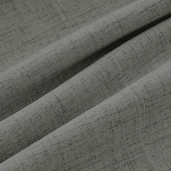 MIULEE 100% Blackout Linen Curtains for Bedroom, Dark Grey Solid Luxury Decor Thermal Insulation Room Darkening Drapes for Living Room Back Tab Rod Pocket 42 x 72 Inches, 2 Panels