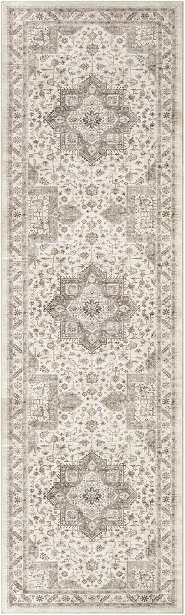 Vintage Hallway Runner Rug 3x10: Large Soft Washable Entryway for Kitchen Laundry Room Non-Slip Backing Runner for Entrance Living Room Bedroom Bathroom - Light Brown