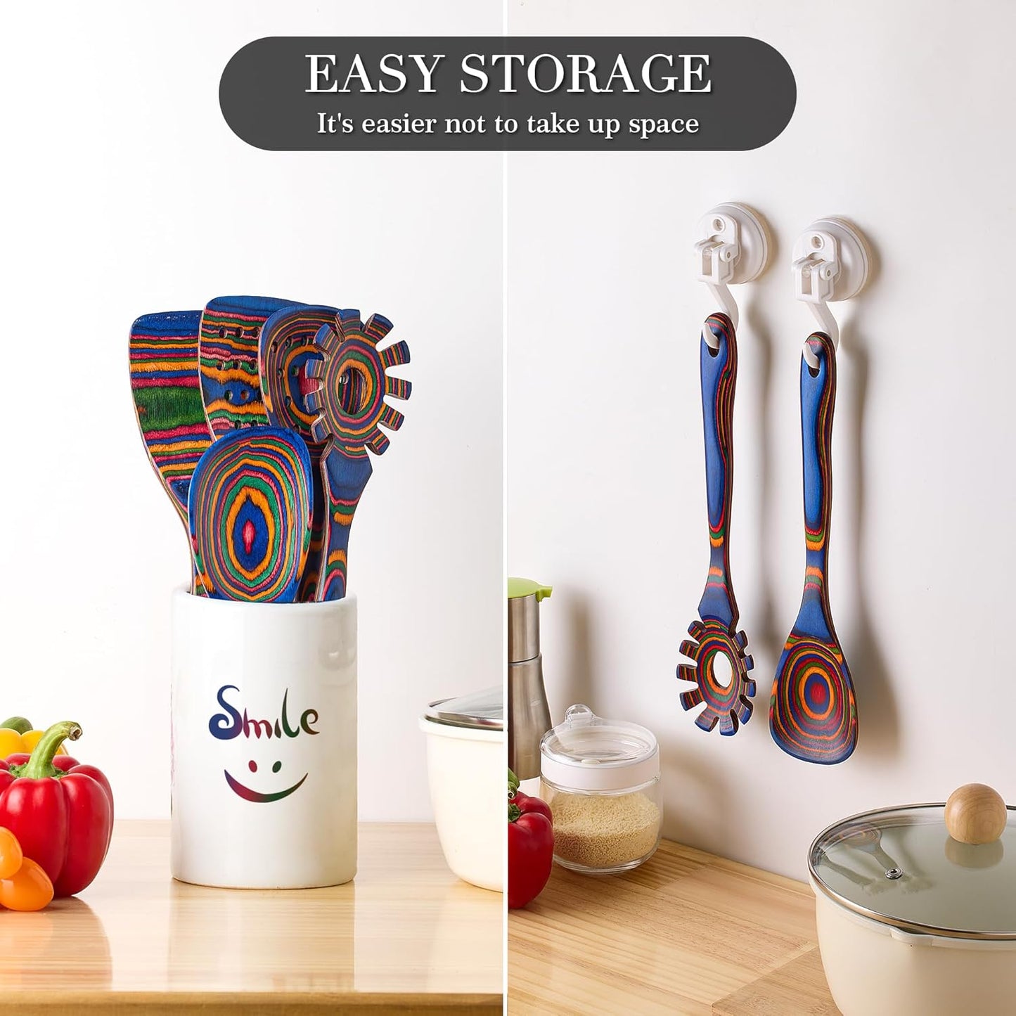 Heat-Resistant Wood Cooking Utensils - 7pc Set, Eco-Friendly, Includes Spatula, Pasta & Slotted Spoons, Essential Kitchen Tool