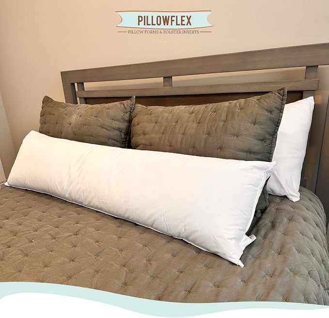 Pillowflex Synthetic Down Pillow Insert - 14x36 Down Alternative Pillow, Ultra Soft, Large Rectangle Body Sleeping Pillow, Lumbar, Long, Back - 1 Decorative Pillow Form