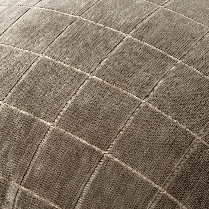 MIULEE Taupe Grey Plaid Decorative Fall Throw Pillow Covers 24x24 Set of 2 | Vintage Check Chenille Couch Pillows Boho Farmhouse Cushion Covers Modern Fall Home Decor for Sofa Bed Living Room