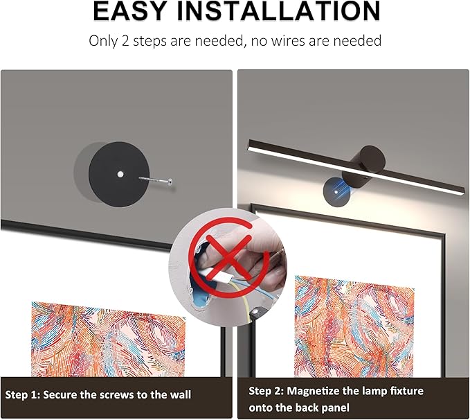 ZitoStory Battery Operated Picture Light for Wall with Remote, Wireless Dimmable Art Lights for Paintings Rechargeable Gallery Light Artwork Lighting for Canvas, Portrait, Gold, 20 Inch