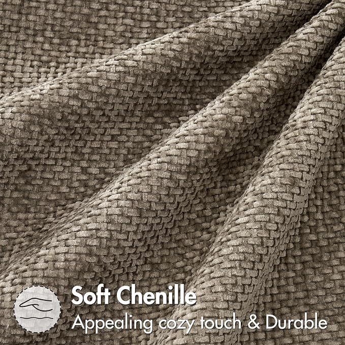 MIULEE Pack of 2 Euro Sham Pillow Covers 24x24 Inch Neutral Khaki Modern Boho Accent Decorative Throw Pillow Covers Soft Chenille Farmhouse Cushion Covers for Home Decor Couch Bed Sofa Living Room