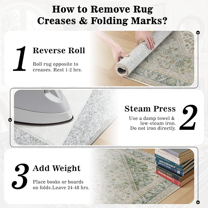 DCX Green 3x5 Entryway Rug, Machine Washable with Non Slip Backing Vintage Floral Rug Soft Low Pile, Stain Resistant for Entryway, Kitchen, Bathroom, Front Door