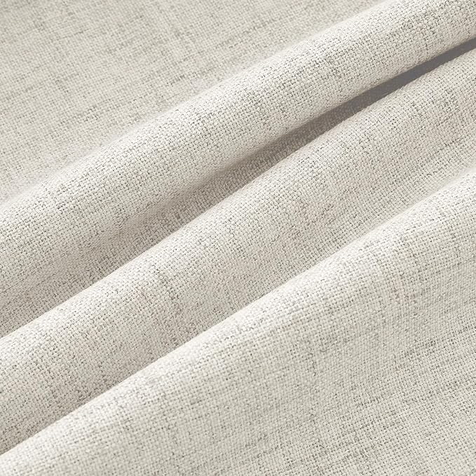 MIULEE 100% Blackout Linen Curtains for Bedroom, Light Cream Solid Luxury Decor Thermal Insulation Room Darkening Drapes for Living Room Back Tab Rod Pocket 42 x 63 Inches, 2 Panels