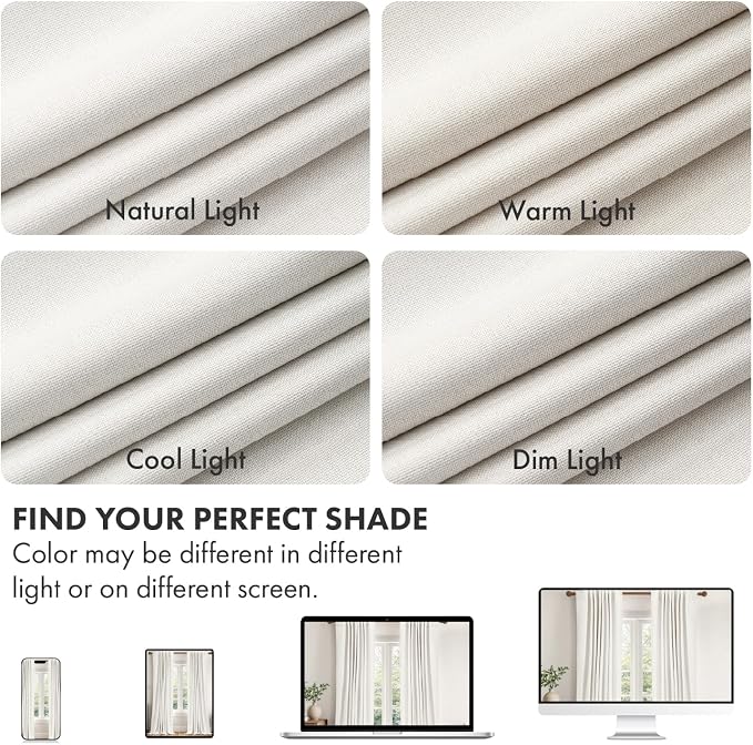 MIULEE 100% Blackout Linen Curtains for Bedroom 108 inches Long, Thermal Insulated Room Darkening Black Out Drapes for Living Room, Back Tab Rod Pocket, 2 Panels Set, 40 Wide x 108 Length, White