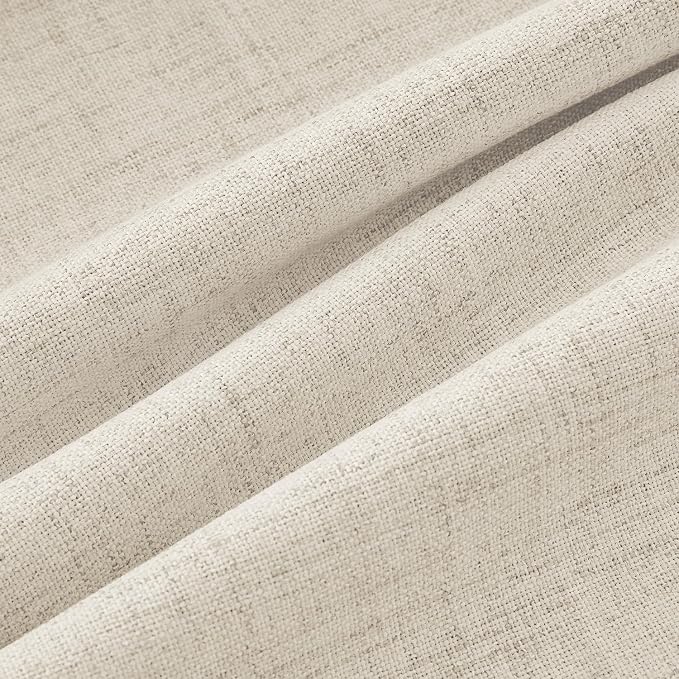 MIULEE 100% Blackout Linen Curtains for Bedroom, Light Ivory Solid Luxury Decor Thermal Insulation Room Darkening Drapes for Living Room Back Tab Rod Pocket 42 x 63 Inches, 2 Panels