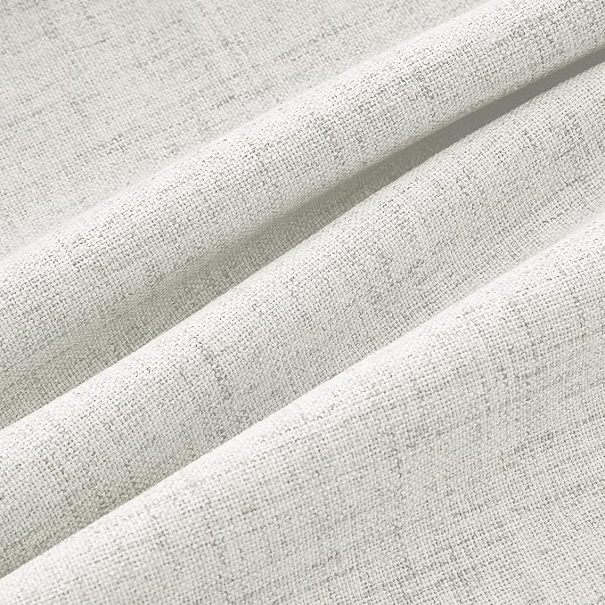MIULEE 100% Blackout Linen Curtains for Bedroom, Light Beige Solid Luxury Decor Thermal Insulation Room Darkening Drapes for Living Room Back Tab Rod Pocket 42 x 72 Inches, 2 Panels