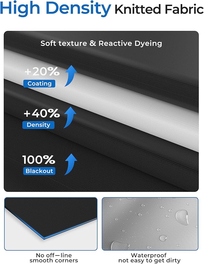 Sumobaby Blackout Curtains for Bedroom Portable 54"x64",No Drill Blackout Shades with Upgraded Hook&Loop Tapes,100% Black Out Window Cover,Thermal Insulated Blinds for Bedroom,Nursery(1 Panel,Black)