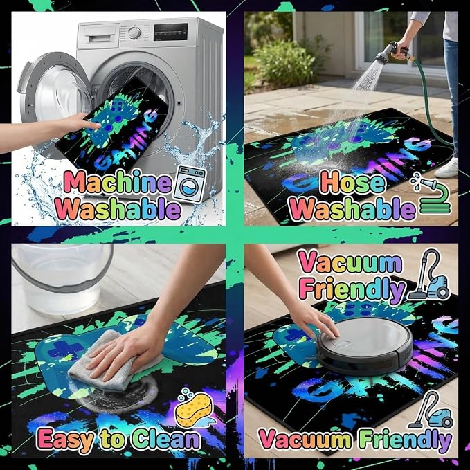 Game Controller Area Rug for Boys Large Video Gaming Carpet Children Gamer Rugs for Bedroom Boys Teen Printed Gamepad Play Carpet Decor Throw Decorate Doormats 3'x4'
