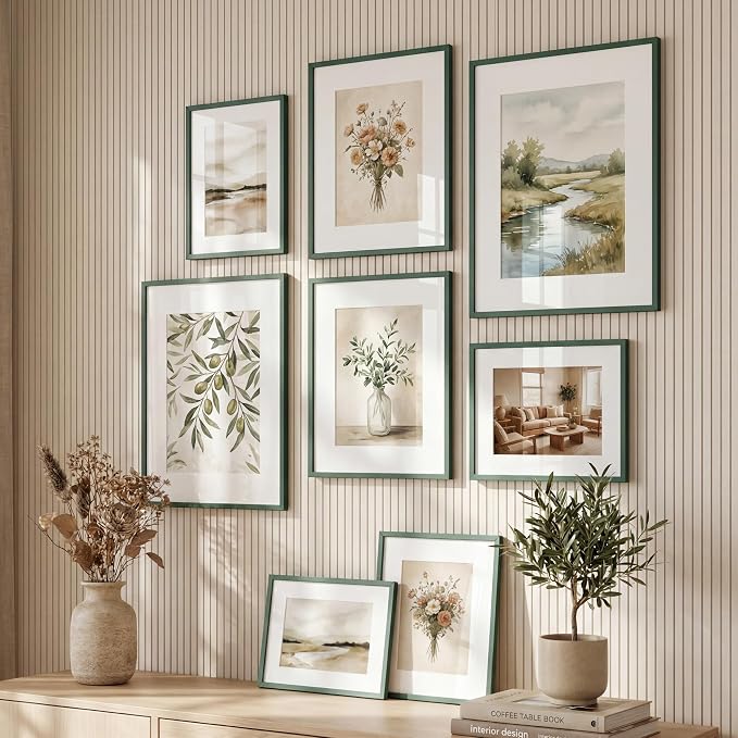 12x16 Picture Frame for 9x12 Photo, Minimalist Aluminum Frame, Dark Green | Deep Green Metal Frame for Wall, Desk & Gift | Shatterproof Glass & Hardware
