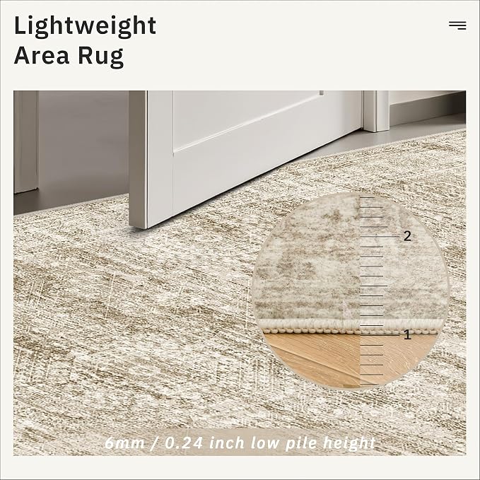 Soalmost Runner Rug 2'x8' Washable Non-Slip Runner Rugs for Kitchen Bathroom Laundry Room Brown Vintage Floor Carpet Runners for Hallway Entryway