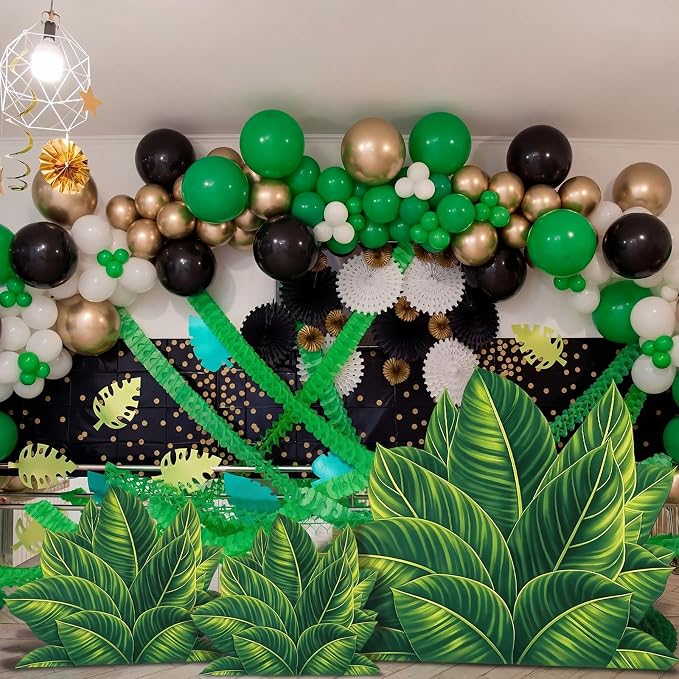 Geelin 3 Sets Tropical Plant Cardboard Cutout Stand up Tropical Jungle Theme Party Decoration Jungle Greenery Life Size Photo Props for Summer Indoor Celebrations Party Decoration