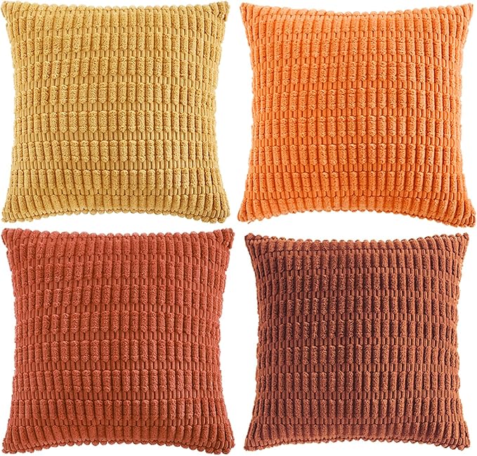 Fancy Homi 4 Packs Decorative Throw Pillow Covers for Living Room Couch Bed, Modern Farmhouse Boho Home Décor Accent Cushion Case, 20" x 20", Burnt Orange Series