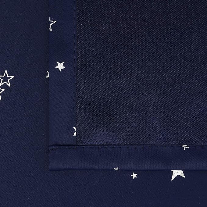 BGment Kids Blackout Curtains for Boys Bedroom, Star Curtains Thermal Insulated Grommet Window Drapes for Nursery, Set of 2 Panels (42 x 63 Inch, Navy Blue)