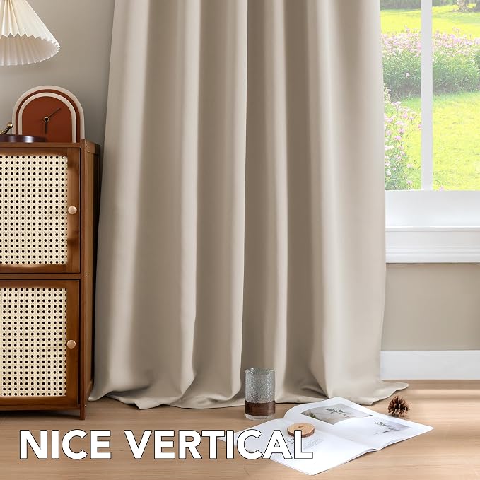 H.VERSAILTEX Blackout Curtains Thermal Insulated Window Treatment Panels Room Darkening Blackout Drapes for Living Room Back Tab/Rod Pocket Bedroom Draperies (2 Panels, Fog, 42 x 63 Inch)
