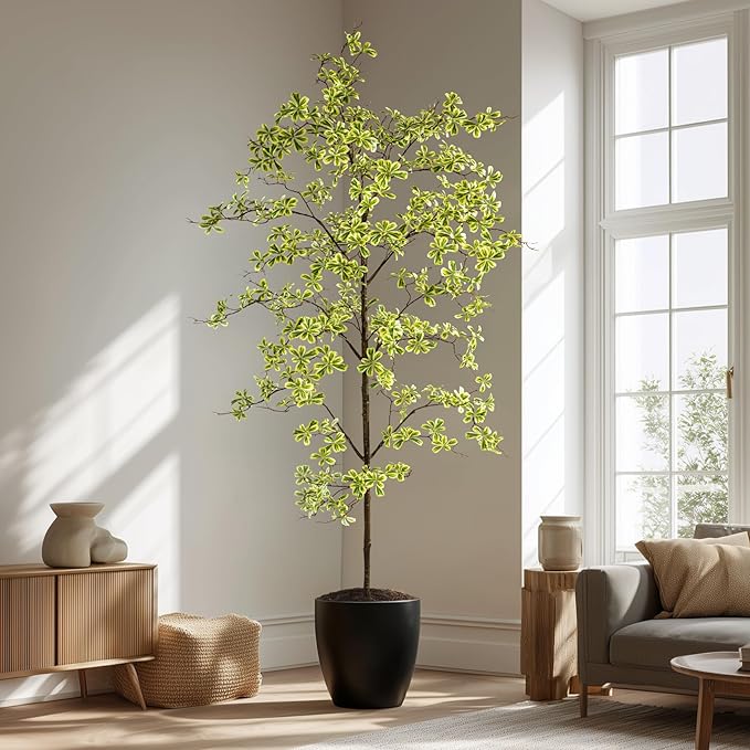 Erimda Faux Black Olive Tree 8ft, Faux Plants Indoor Large Tall Tree Artificial Shady Lady Tree with Natural Wood Trunk & Realistic Leaves, Fake Olive Plant for Home Office Indoor Decor