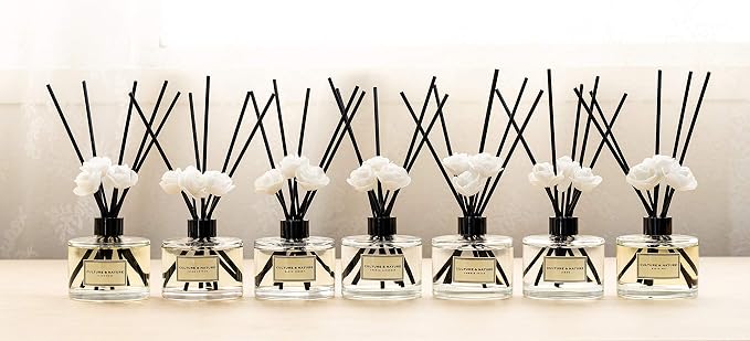 CULTURE & NATURE Reed Diffuser Set 6.7oz (200ml) French Lavender Scented Diffuser with Sticks Home Fragrance Reed Diffuser for Bathroom Shelf Decor