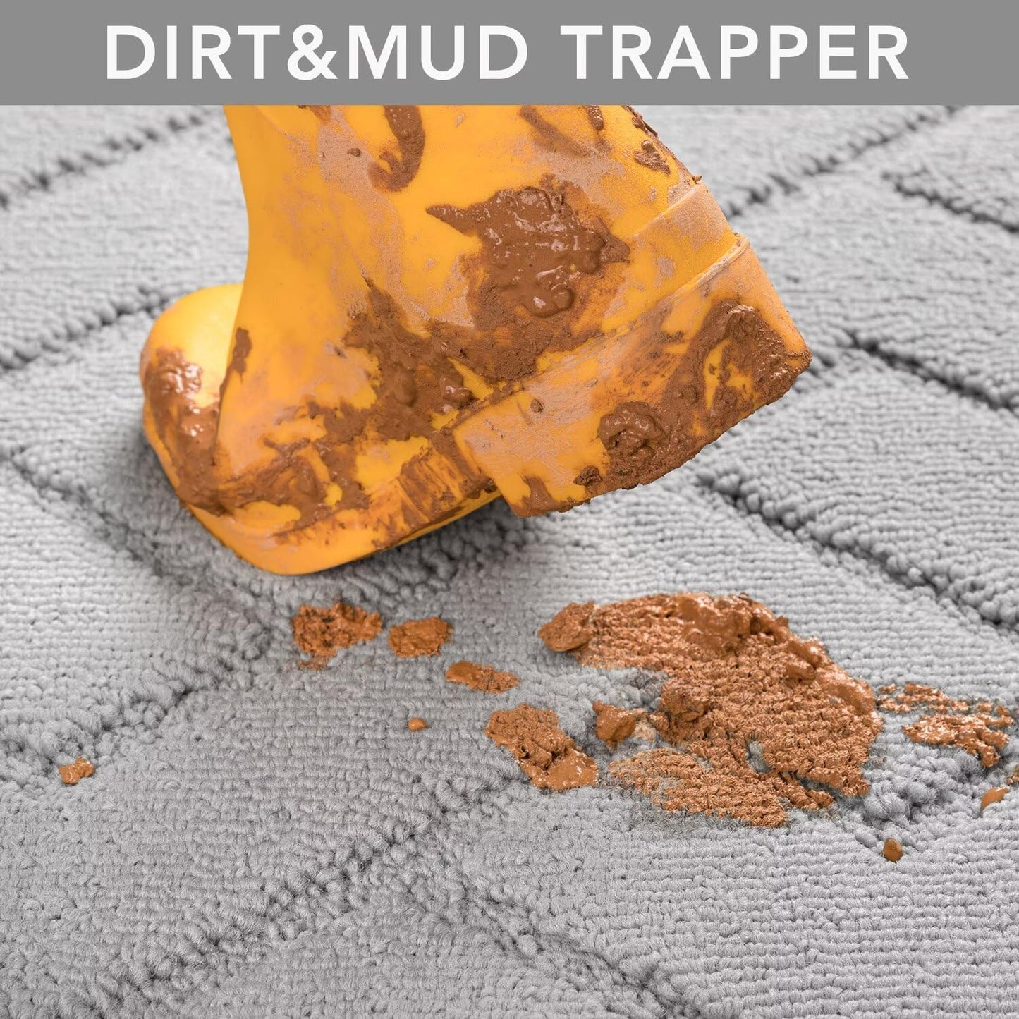 hicorfe Front Door Mat Outside Entrance,36"x59" Absorbent Muddy Dirt Resist Welcome Door Mats Outdoor Indoor,Stain and Fade Resistant,Non Slip Backing Entry Mat Doormat for Entryway(Light Grey)