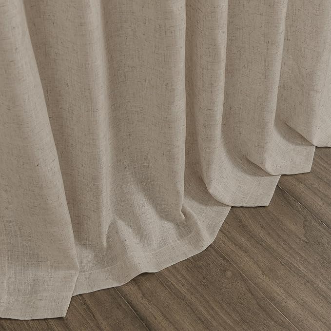 Nanspring Cobblestone Linen Curtains for Living Room 105 Inches Long Light Filtering Semi Sheer Curtain Back Tab Modern Farmhouse Decor Elegant Drapes for Bedroom Dinner Room 52x105, 2 Panels