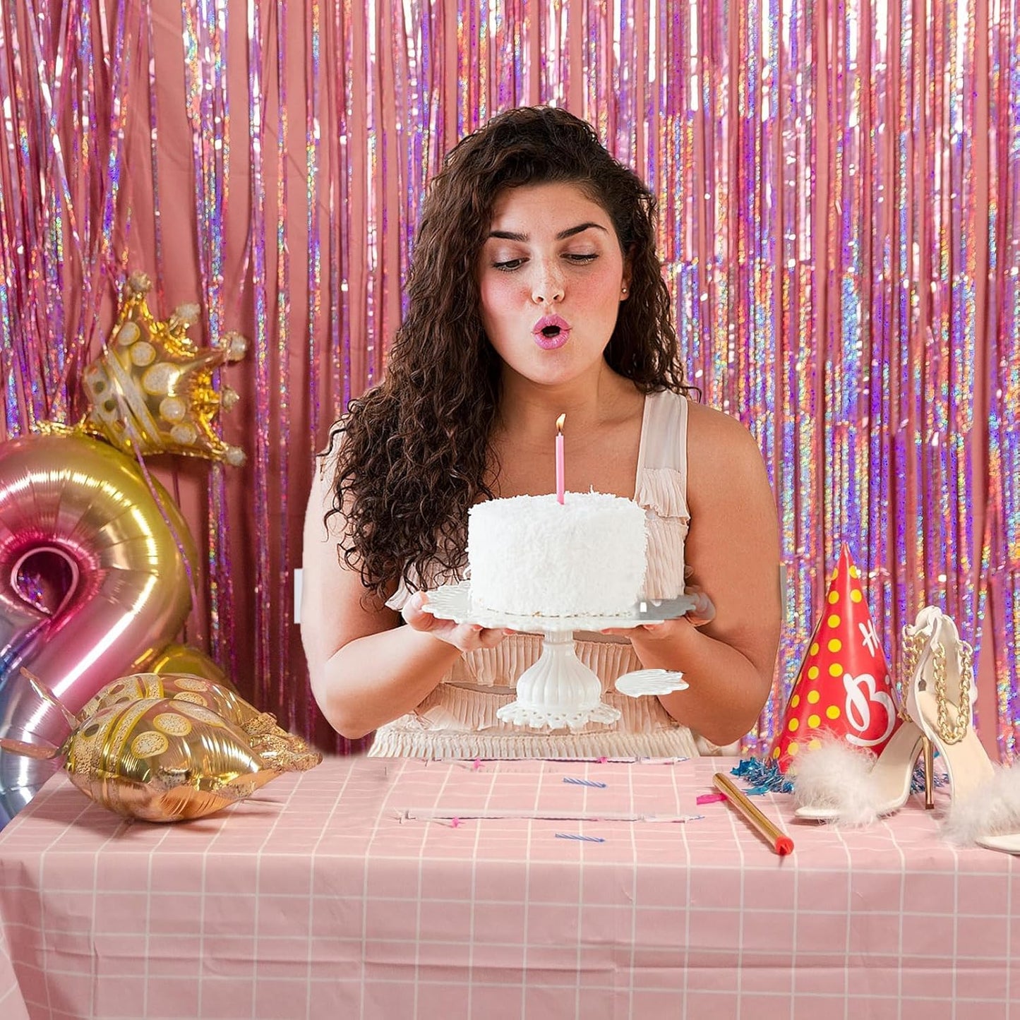 3 Pack Pink Backdrop Party Decorations Tinsel Curtain Party Backdrop Foil Fringe Birthday Decorations Photo Booth Streamer Backdrop Pink Theme Bachelorette Graduation Party Decorations