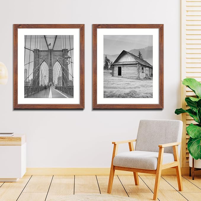 LaVie Home 20 x 24 Picture Frame Brown Poster Frame,Display Pictures 16x20 with Mat or 20x24 Without Mat, Stable and Sturdy Frame and Polished Plexiglass, Suitable for wall decoration(1 Pack)