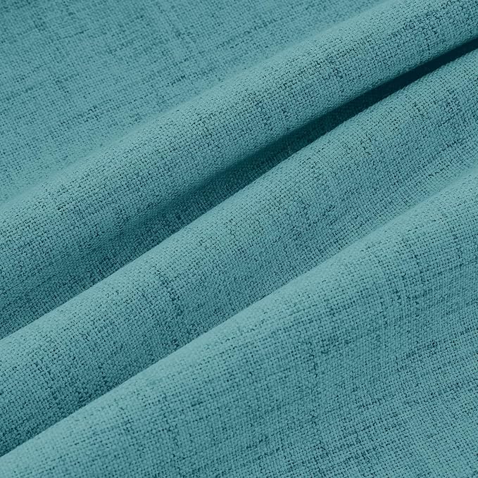 MIULEE 100% Blackout Linen Curtains for Bedroom, Teal Solid Luxury Decor Thermal Insulation Room Darkening Drapes for Living Room Back Tab Rod Pocket 42 x 84 Inches, 2 Panels