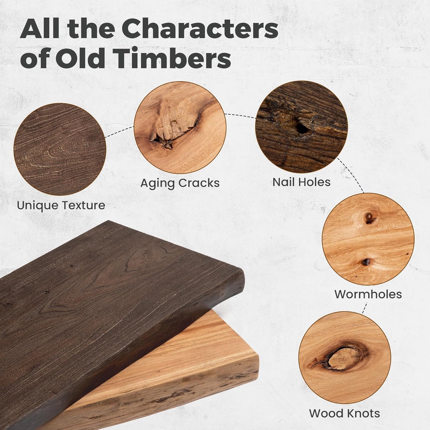 RICHFOCUS Live Edge Elm Floating Shelves - 36" W x 9.3" D Rustic Solid Wood Wall Shelves with Invisible Bracket, Wall-Mounted for Living Room, Bedroom, Kitchen Storage & Display, Set of 2, Natural