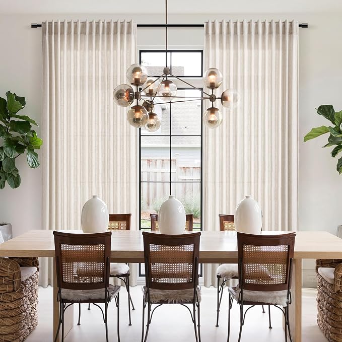 Beige Flax Linen Curtains 84 inches Long for Living Room 2 Panel Tan Burlap Textured Drapes Semi Sheer Privacy Khaki Window Curtain Country Rustic Farmhouse Canvas Cloth Curtain for Dinning Room