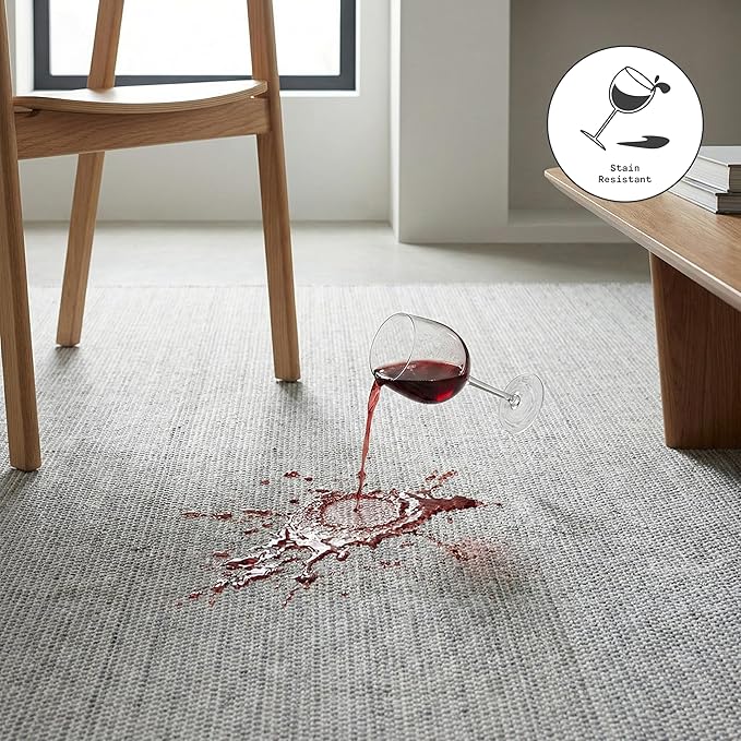 Fab Habitat Machine Washable Area Rug - Hand Woven, Stain Resistant, Reversible - Premium Recycled Polyester Yarn - Solid - Bedroom, Living/Dining Room - Kingscote - Gray - 5 x 8 ft