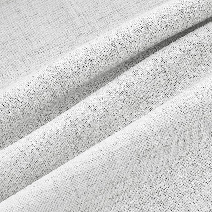 MIULEE 100% Blackout Linen Curtains for Bedroom, Heathered White Solid Luxury Decor Thermal Insulation Room Darkening Drapes for Living Room Back Tab Rod Pocket 42 x 90 Inches, 2 Panels