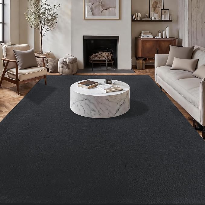 qulint Modern Rug for Living Room 5x8, Dark Grey Washable Area Rug for Bedroom Soft Thickened Memory-Foam Indoor Rug, Minimalist Solid Non Slip Carpet for Boys Girls Kid Room Nursery Home Decor