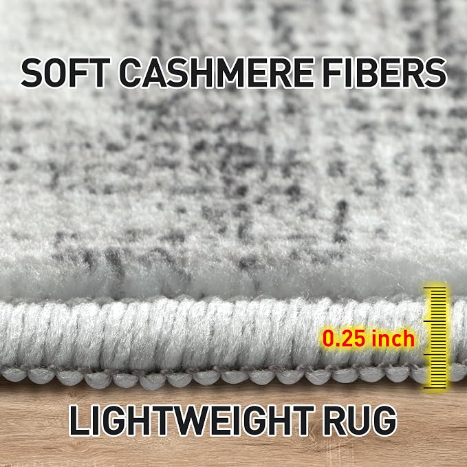 9x12 Area Rugs Washable Rug: Modern Abstract Living Room Rug Soft Anti-Skid Thin Carpet Indoor Floor Non-Shedding Carpets for Bedroom Dining Room Farmhouse Nursery Home Office Black Grey