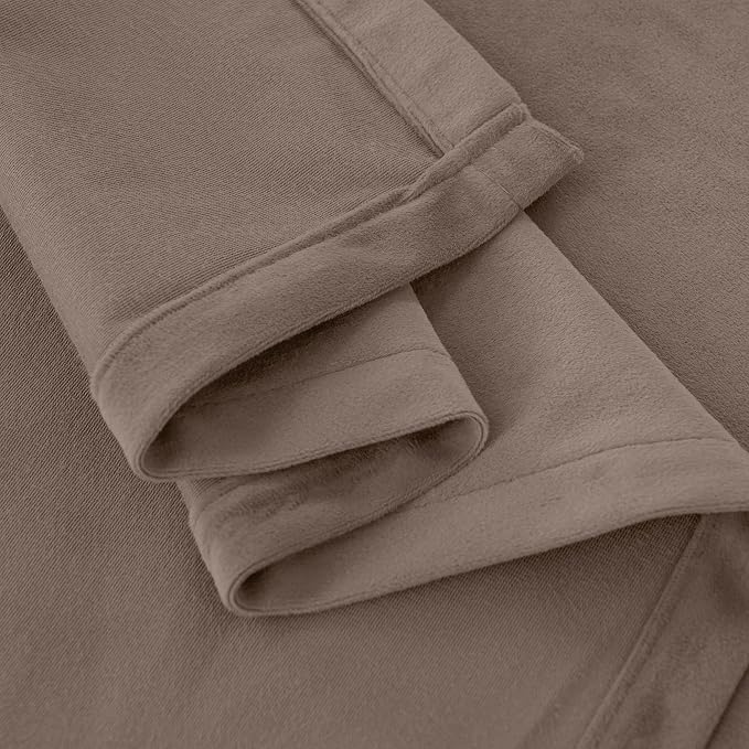 YoungsTex Taupe Curtains 84 Inch Length for Living Room, Blackout Velvet Drapes with Grommet Room Darkening Privacy Protection for Bedroom Window, 2 Panels, 52 X 84 Inch