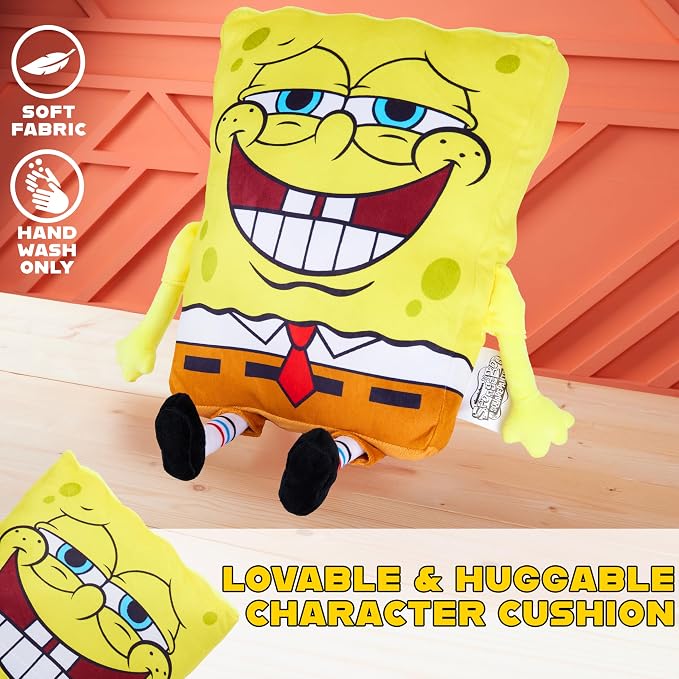Get Trend Spongebob Squarepants Plush Cushion Pillow, Soft Plush Throw Pillow Cute Fluffy Cushion Bedroom Decor, Gifts for Teens, Women (Yellow Spongebob, L13.8 x W11)
