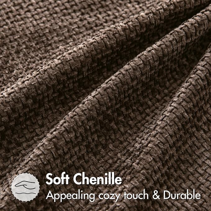 MIULEE Pack of 2 Couch Throw Pillow Covers 18x18 Inch Neutral Dark Brown Boho Accent Decorative Pillow Covers Soft Chenille Farmhouse Cushion Covers for Home Decor Bed Sofa Living Room