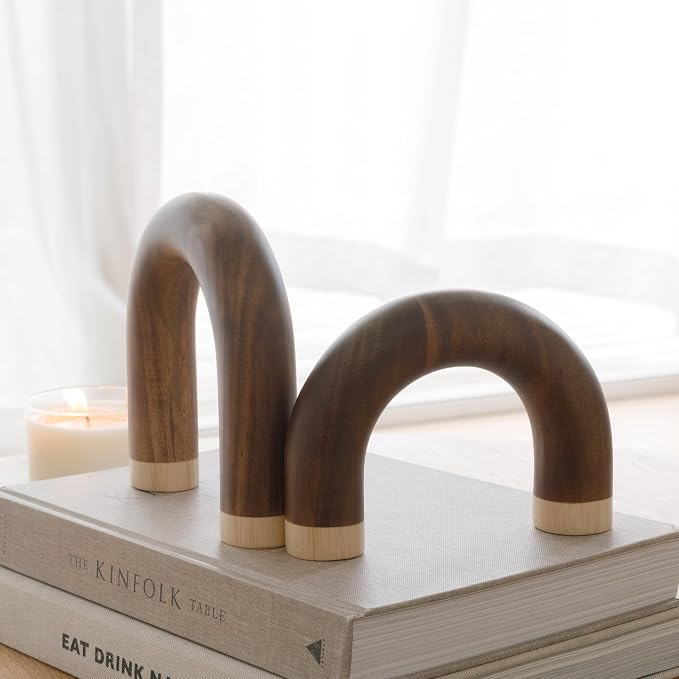 PEAKOLY Wood Arch Decorative Objects - Book Shelf Decor Aesthetic, Modern Coffee Table Decor, Home Décor Accents, Wood Sculpture, Shelf Decorations, Bookshelf Decorations, Bookcase Decorative Items