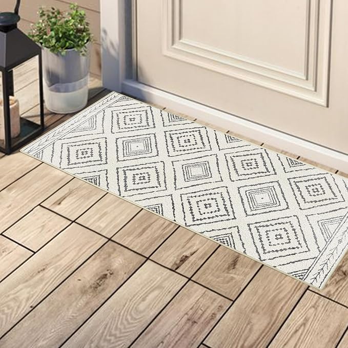 BESTSWEETIE Area Rug 2x3 Rug Machine Washable Non-Slip Low Pile Print Pattern Western Rug for Living Room Bedroom Entryway Tribal Series -Navywhite/Black