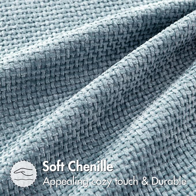 MIULEE Pack of 2 Light Blue Throw Pillow Covers 20x20 Inch Coastal Summer Modern Boho Accent Decorative Pillow Covers Soft Chenille Farmhouse Cushion Covers for Home Decor Couch Bed Sofa Living Room