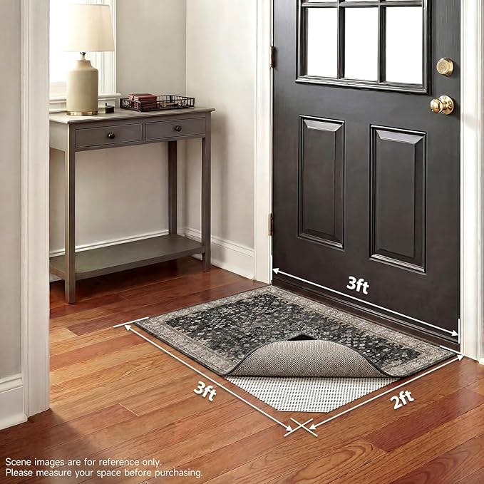 Veken Rug Gripper Pad for Hardwood Floors Tile Floors with 12 Pcs Rug Tape, Thick Cushion Non Slip Rug Pads for Area Rugs, Under Carpet Anti Skid Mat, Keep Your Rugs Safe and in Place, 2x3 Ft